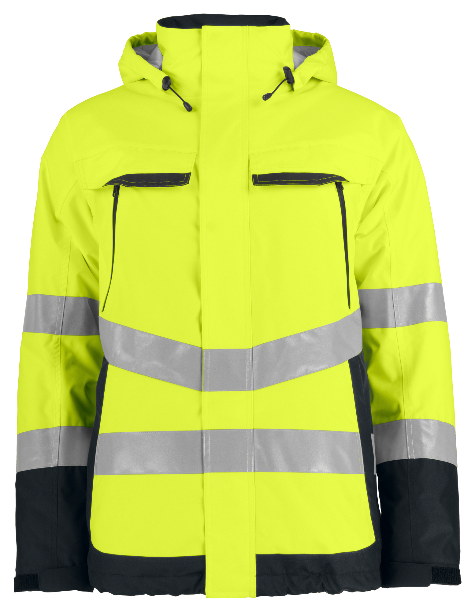Parka publicitaire imperméable avec bandes HV - 200g Jaune / Noir
